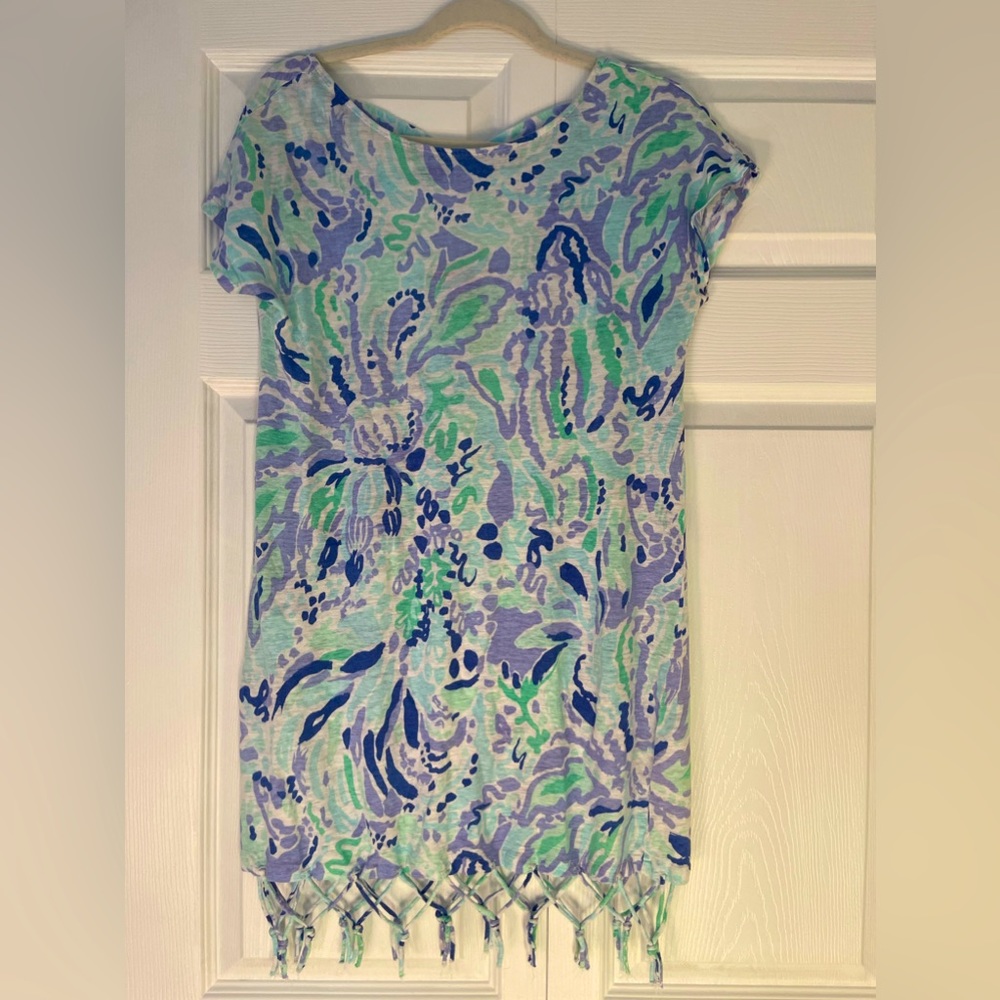Lilly Pulitzer Jellyfish Size Medium Swim Cover Up Dress Fringe Great Condition